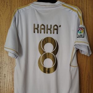 Kaka Real Madrid White and Gold Men's Soccer Jersey